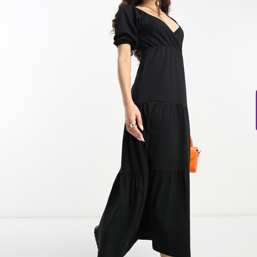 NWT ASOS DESIGN Petite Short Sleeve Wrap Tiered Midi Dress